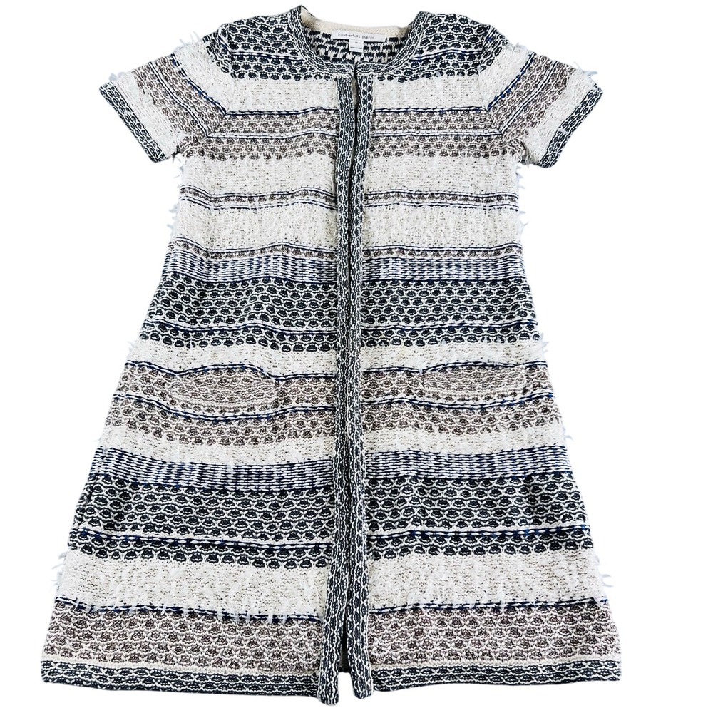 Diane von Furstenberg DVF Arryn Short Sleeve Knit Long Cardigan Cardigan Cream M